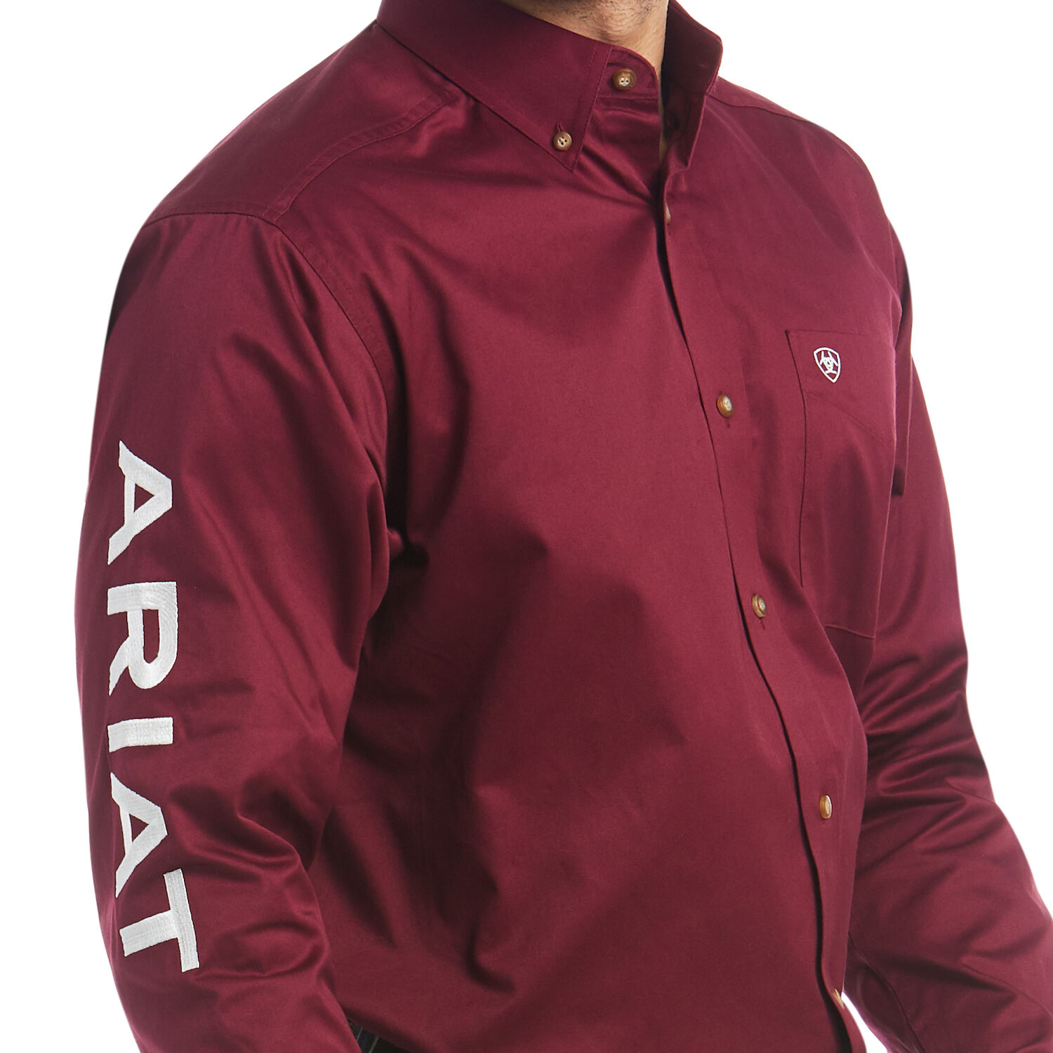Men's Ariat Twill Classic Fit Shirt in Burgundy