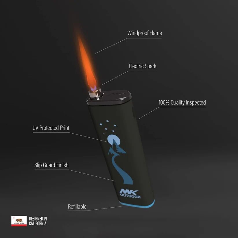 MK Lighter Outdoor Series Windproof Flame Alpine Set Pocket Lighters, 4-Pk