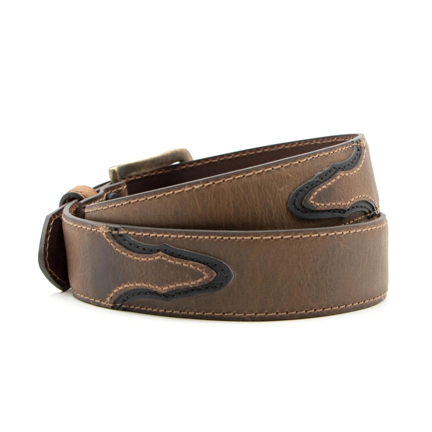 AndWest Men's 1 3/8-In Western Two-Tone Billet Belt in Brown
