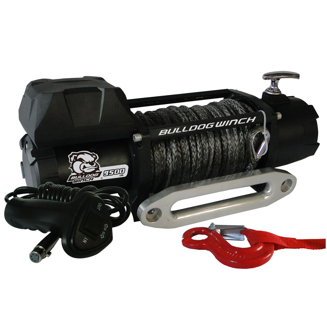 Bulldog Winch Co. Wound Motor Roller Synthetic Rope Winch, 5.5-Hp, 9500-Lb, 100-Ft