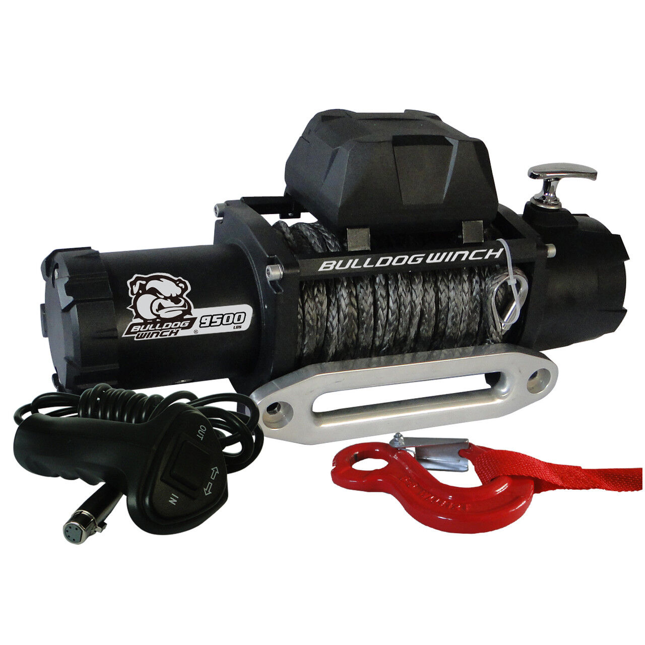 Bulldog Winch Co. Wound Motor Roller Synthetic Rope Winch, 5.5-Hp, 9500-Lb, 100-Ft
