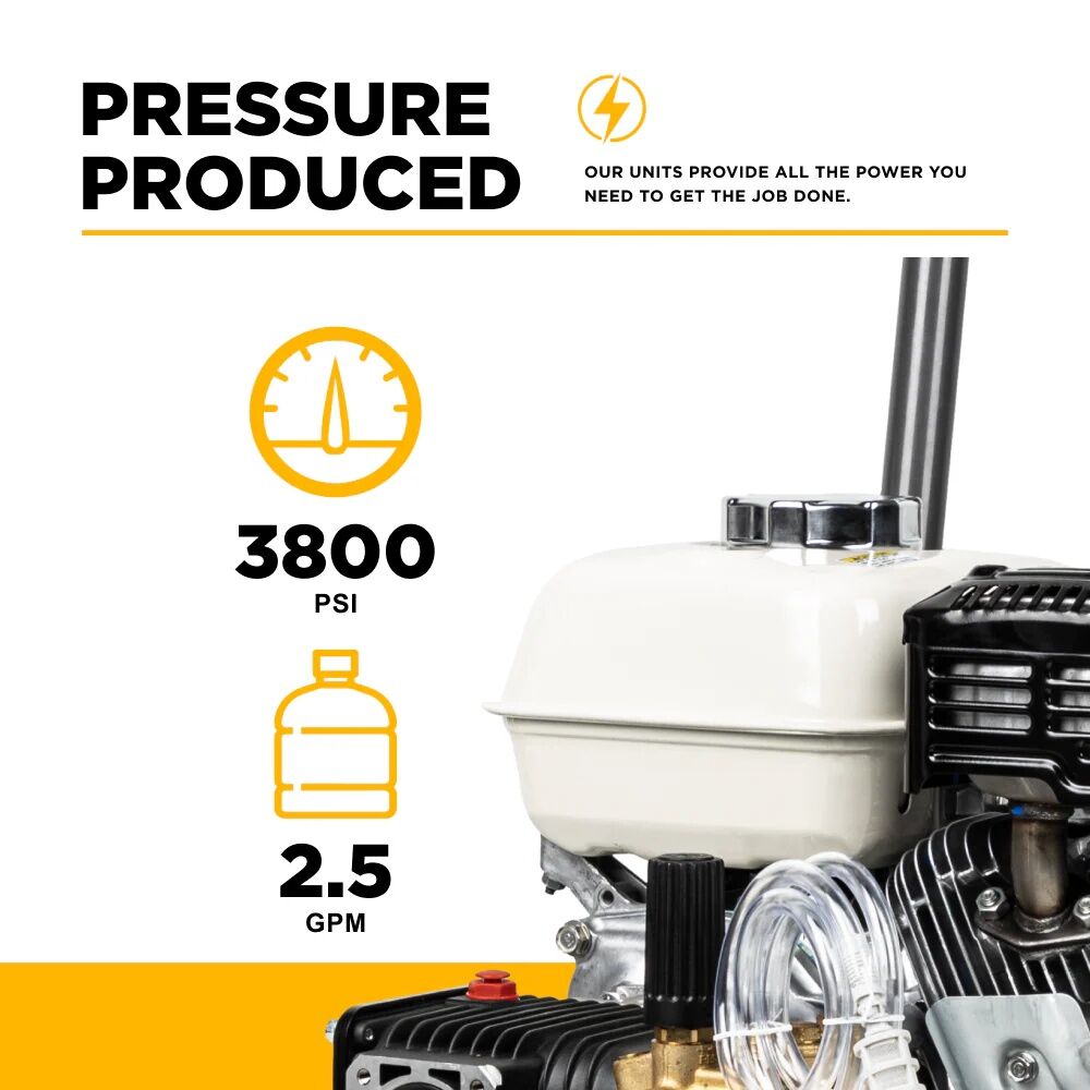 BE Power Equipment B3865HA Honda GX200 Gas Pressure Washer With AR Triplex Pump, 3800 PSI