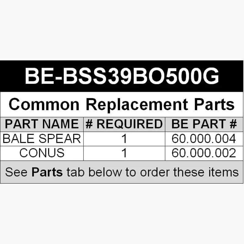 Braber Equipment Skid Steer Single Prong Bale Spear, 39-In