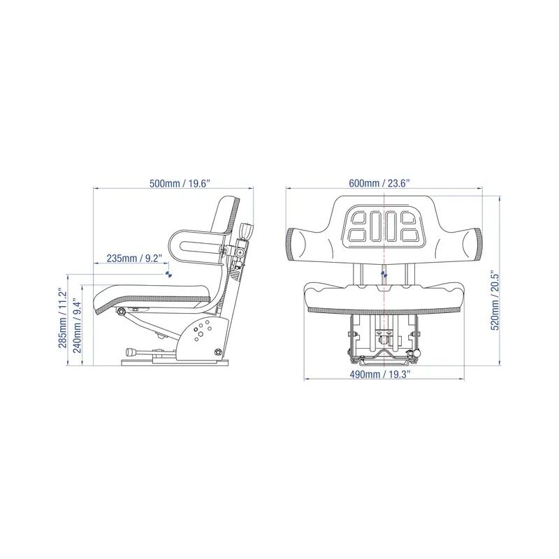 Braber Agricultural Universal Blue Suspension Seat