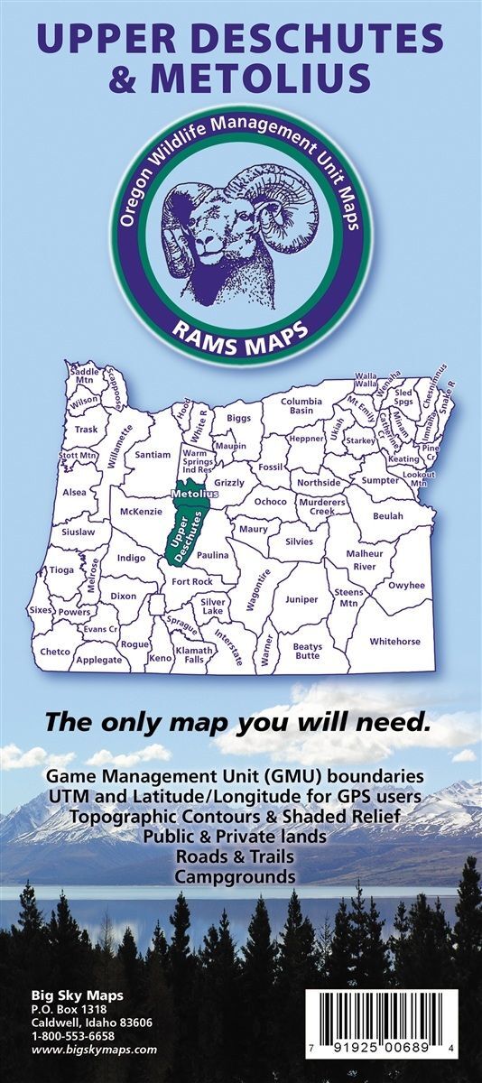 Big Sky Maps Upper Deschutes/Metolius GMU Map