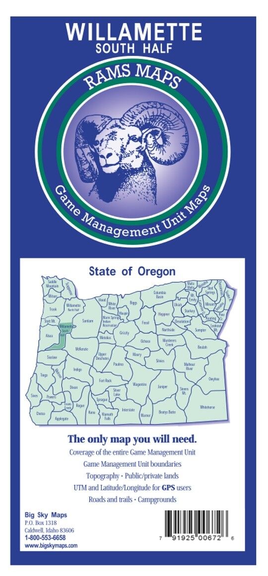 Rams Maps Oregon Willamette South Half GMU Map