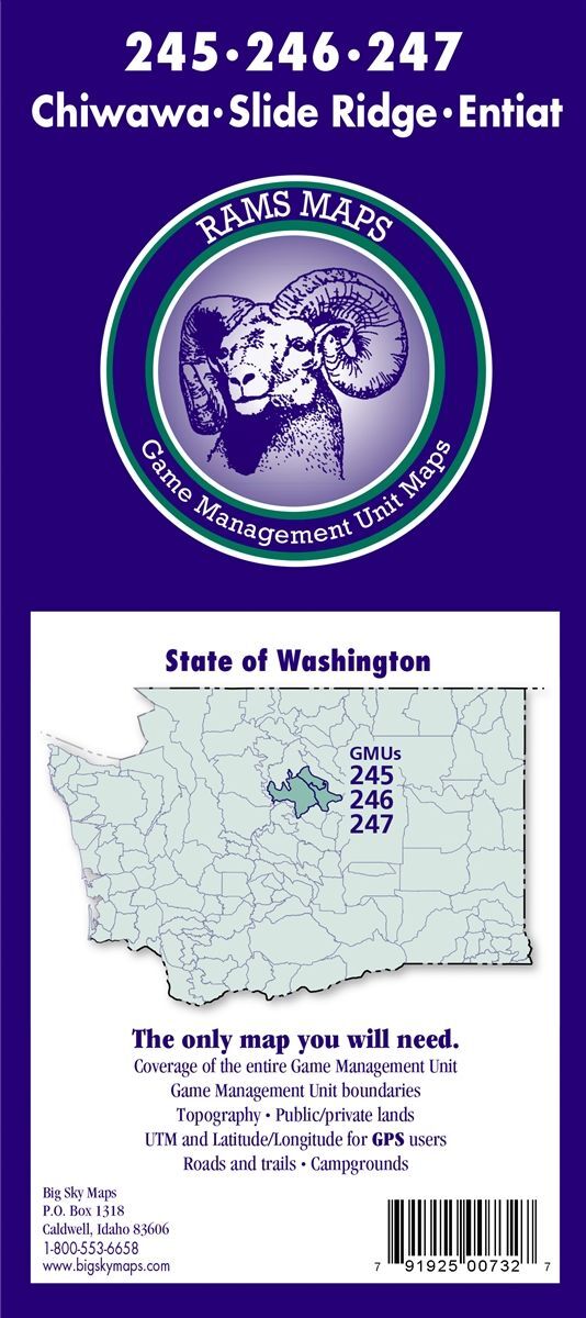 Big Sky Maps Chiwawa 245/Slide Ridge 246/Entiat 247 GMU Map