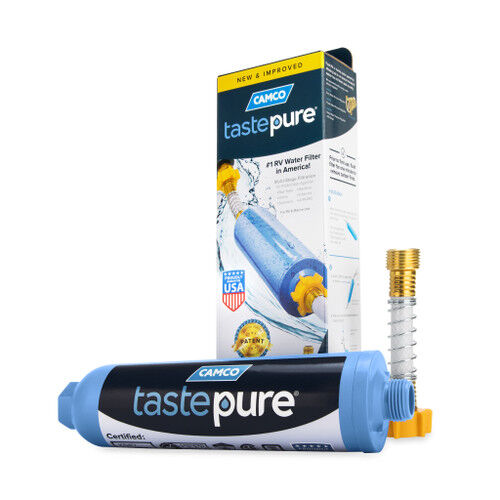 Camco TastePure RV Water Filter with Flexible Hose Protector