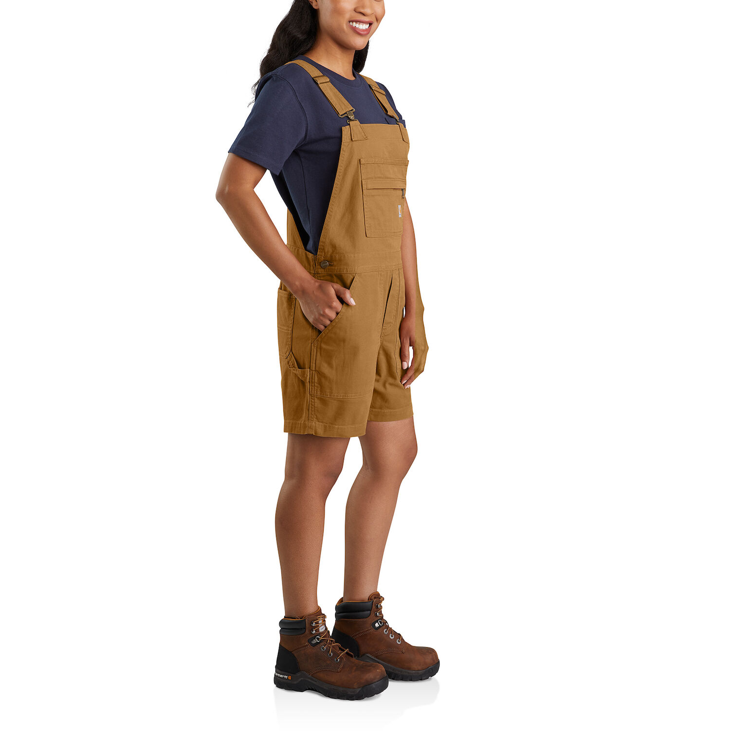 Carhartt Women's Rugged Flex Relaxed Fit Canvas Shortall in Carhartt Brown