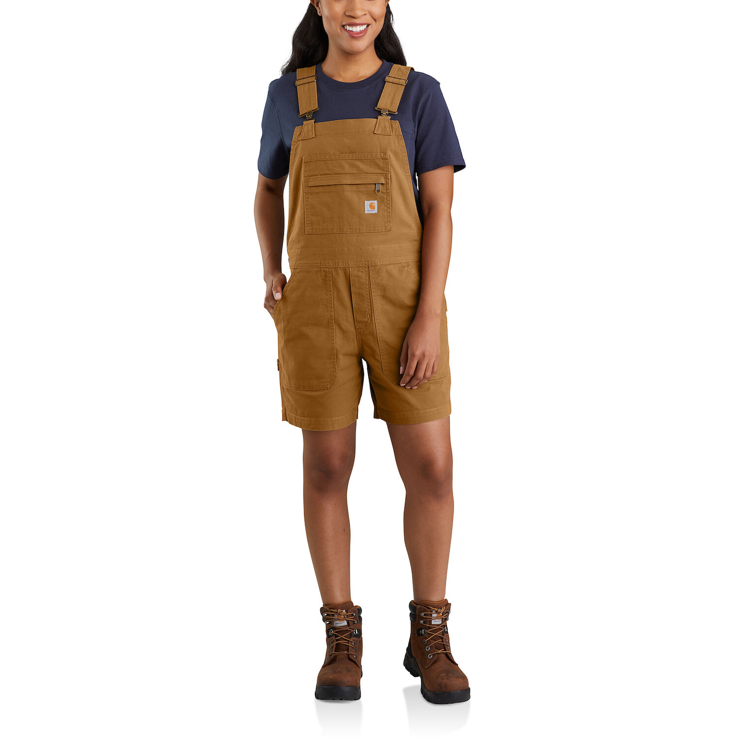Carhartt Women's Rugged Flex Relaxed Fit Canvas Shortall in Carhartt Brown