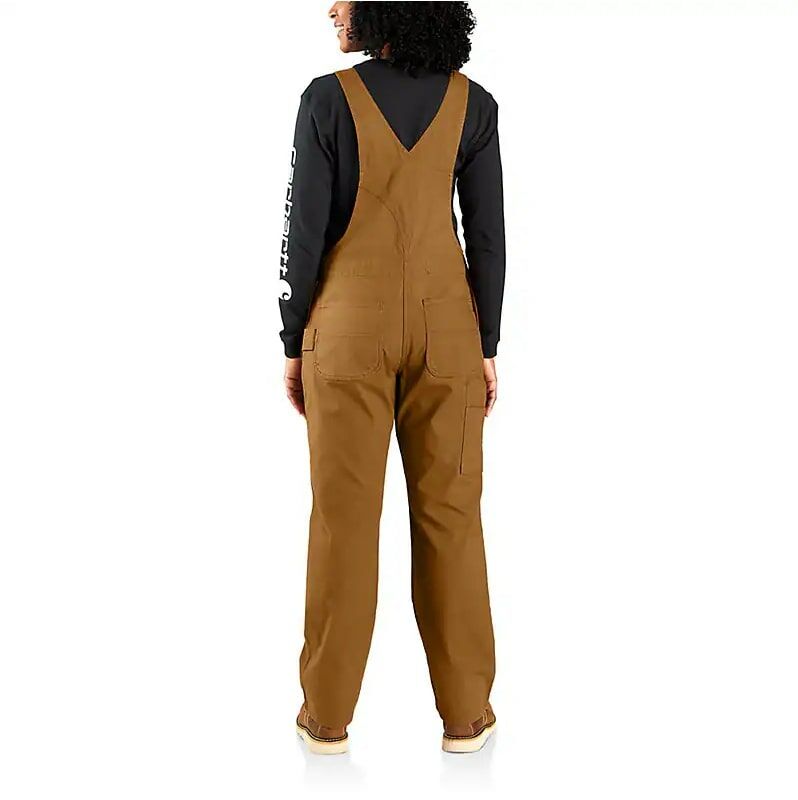 Carhartt Women's Rugged Flex Loose Fit Double Knee Canvas Work Overall in Carhartt Brown