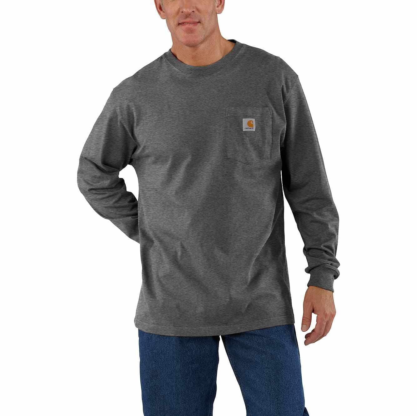 Men's Carhartt Long-Steeve Pocket T-Shirt in Carbon Heather