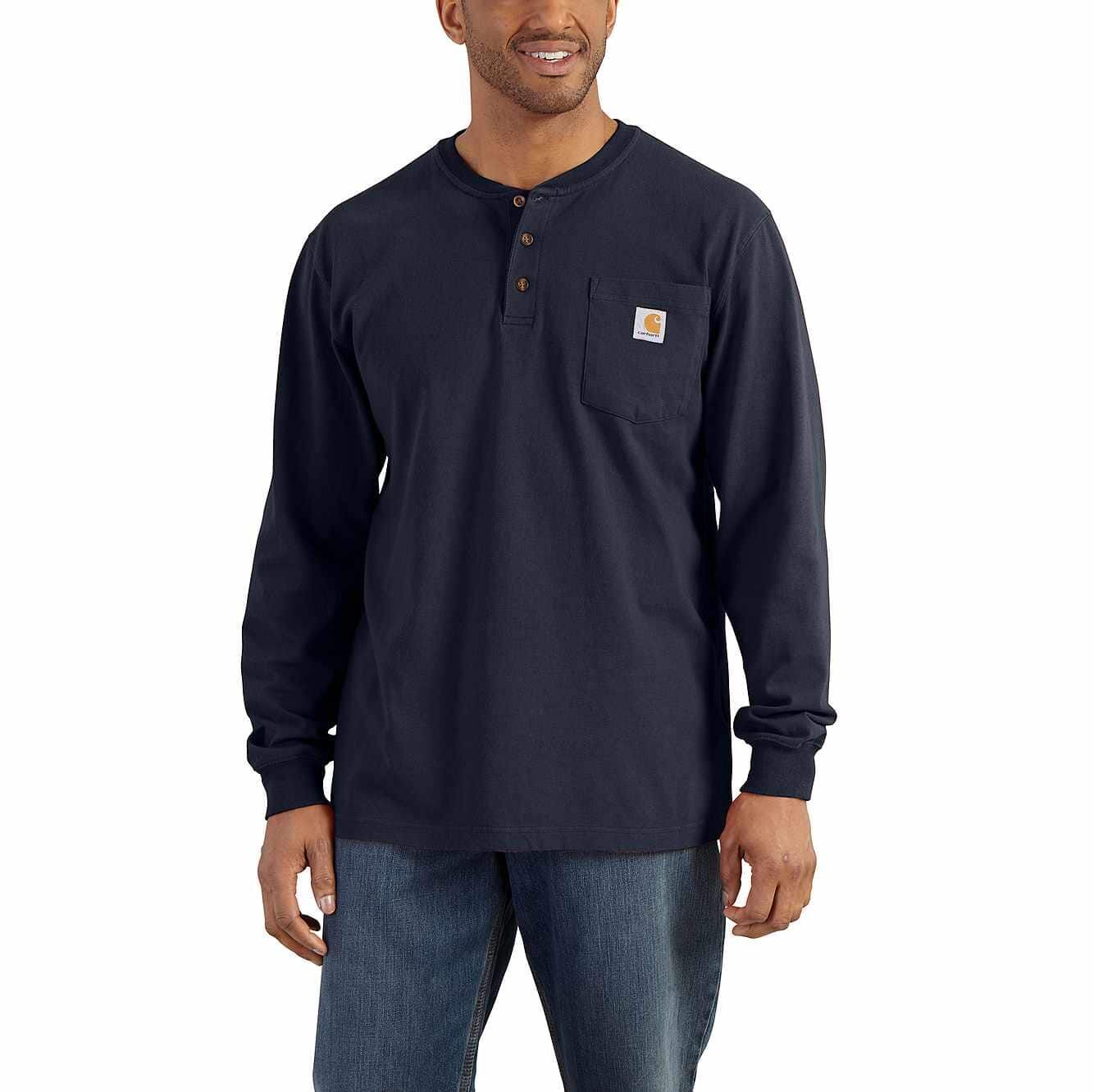 Carhartt Men's Loose Fit Heavyweight Long Sleeve Pocket Henley T-Shirt