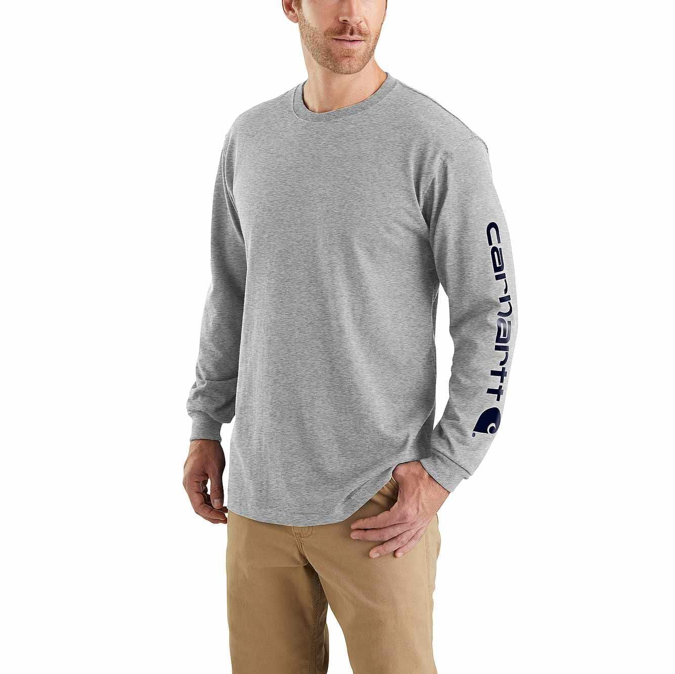 Carhartt Men's Loose Fit Heavyweight Long-Sleeve Logo Sleeve Graphic T-Shirt