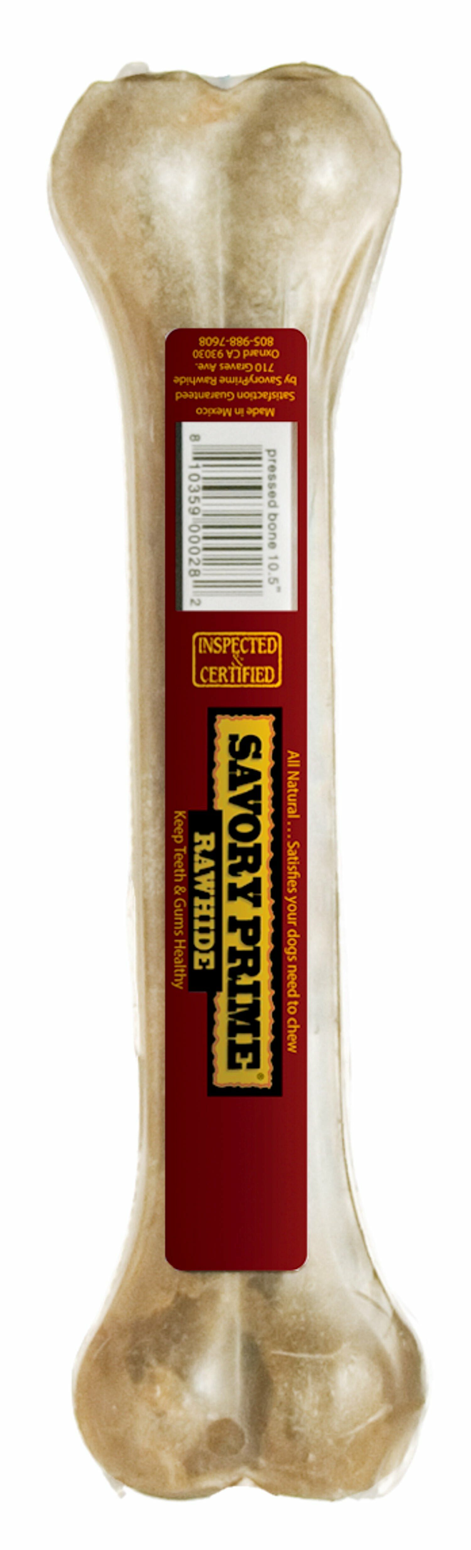 Savory Prime Pet Treats Pressed Natural Bone, 10.5-In