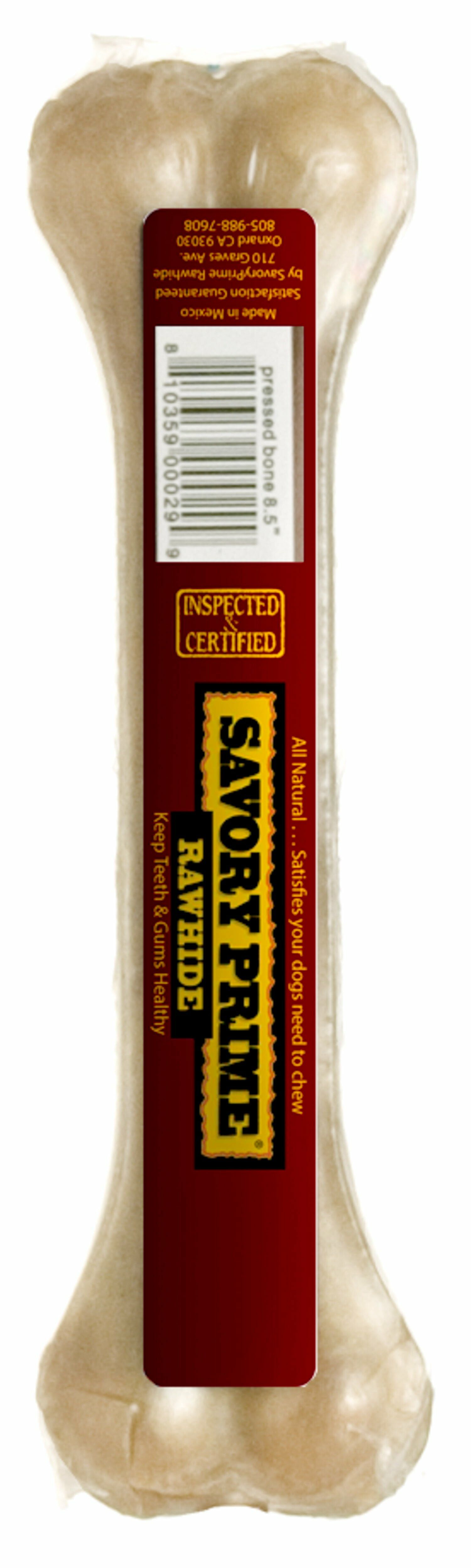 Savory Prime Pet Treats Pressed Natural Bone, 8.5-In
