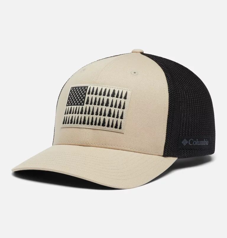 Columbia Men's Mesh Tree Flag High Crown Ball Cap in Ancient Fossil