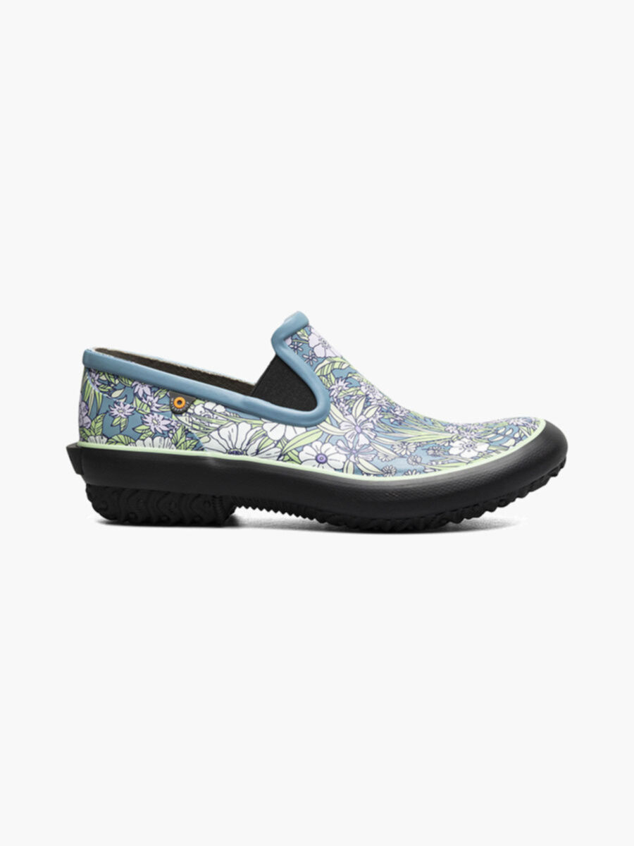 Bogs Women's Patch Slip On Floral Garden Boots in Light Blue