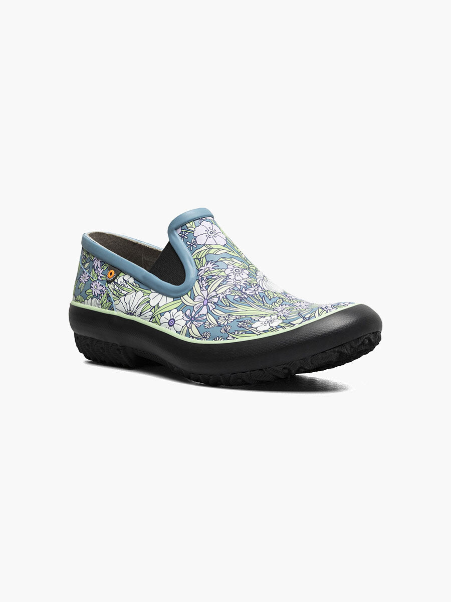 Bogs Women's Patch Slip On Floral Garden Boots in Light Blue