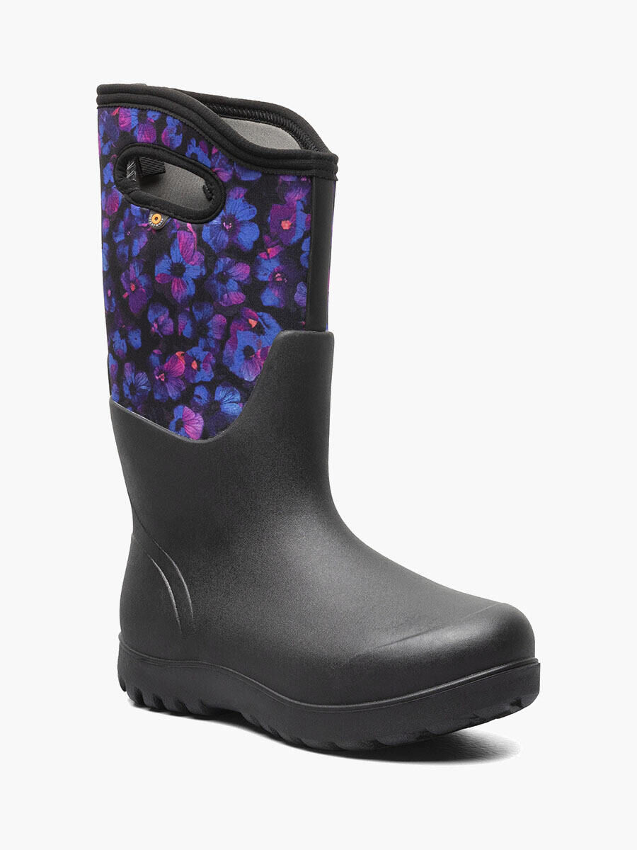 Bogs Women's Neo-Classic Petals Farm Boots in Black/Purple