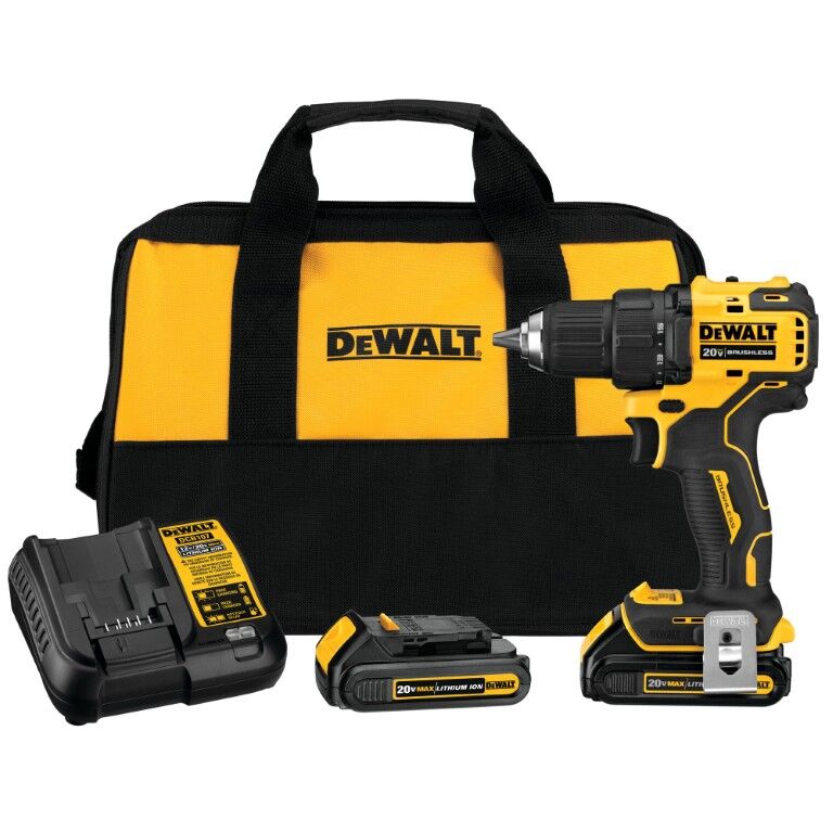 DEWALT Atomic 20-V Max Brushless Compact Drill Driver Kit, 1/2-In