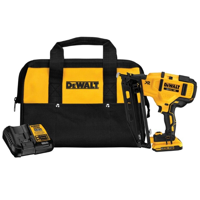 DEWALT 20-V Max XR Angled Finish Nailer Kit, 16-Gauge