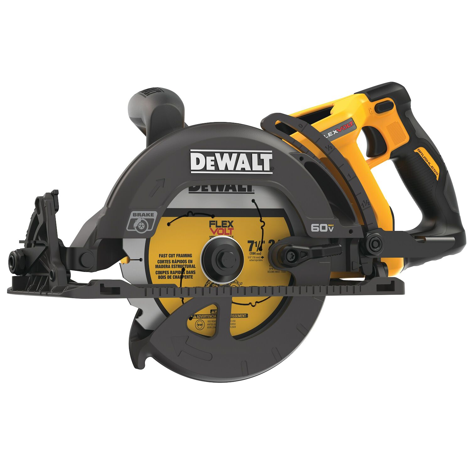 DEWALT FlexVolt 60-V Max Brushless Worm Drive Style Saw, 7 1/4-In (Tool Only)
