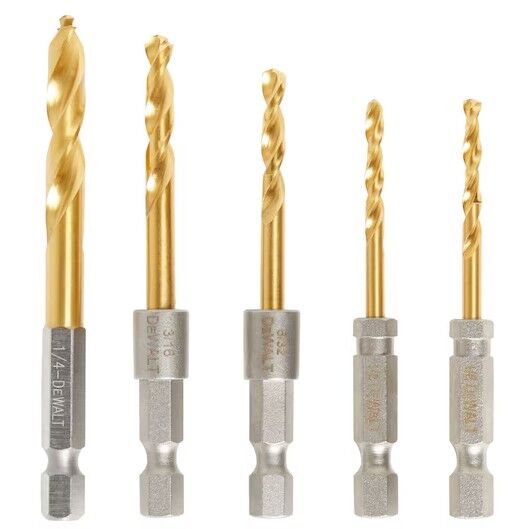 DEWALT Impact Ready Titanium Nitride Coated Drill Bit Set, 5-Pc