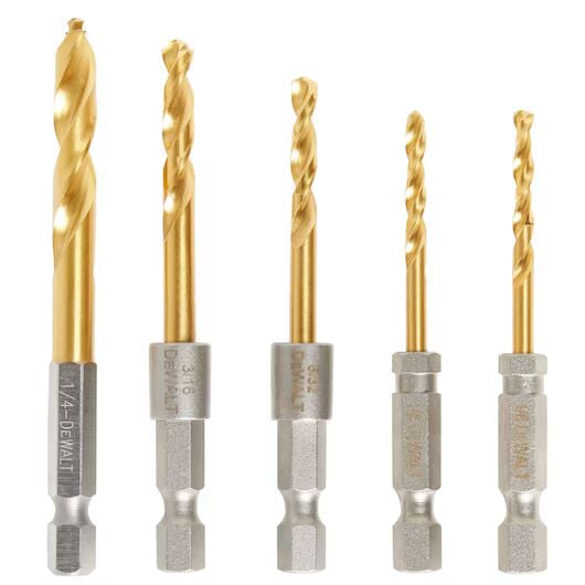DEWALT Impact Ready Titanium Nitride Coated Drill Bit Set, 5-Pc