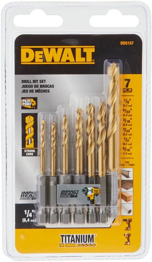 DEWALT Impact Ready Titanium Nitride Coated Drill Bit Set, 7-Pc