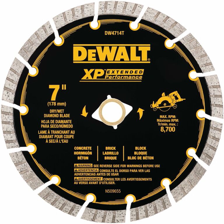 DEWALT XP Turbo Masonry Cutting Segmented Diamond Blade, 7-In