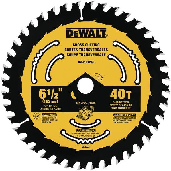DEWALT Cross Cutting Circular Saw Blade, 40T, 6 1/2-In