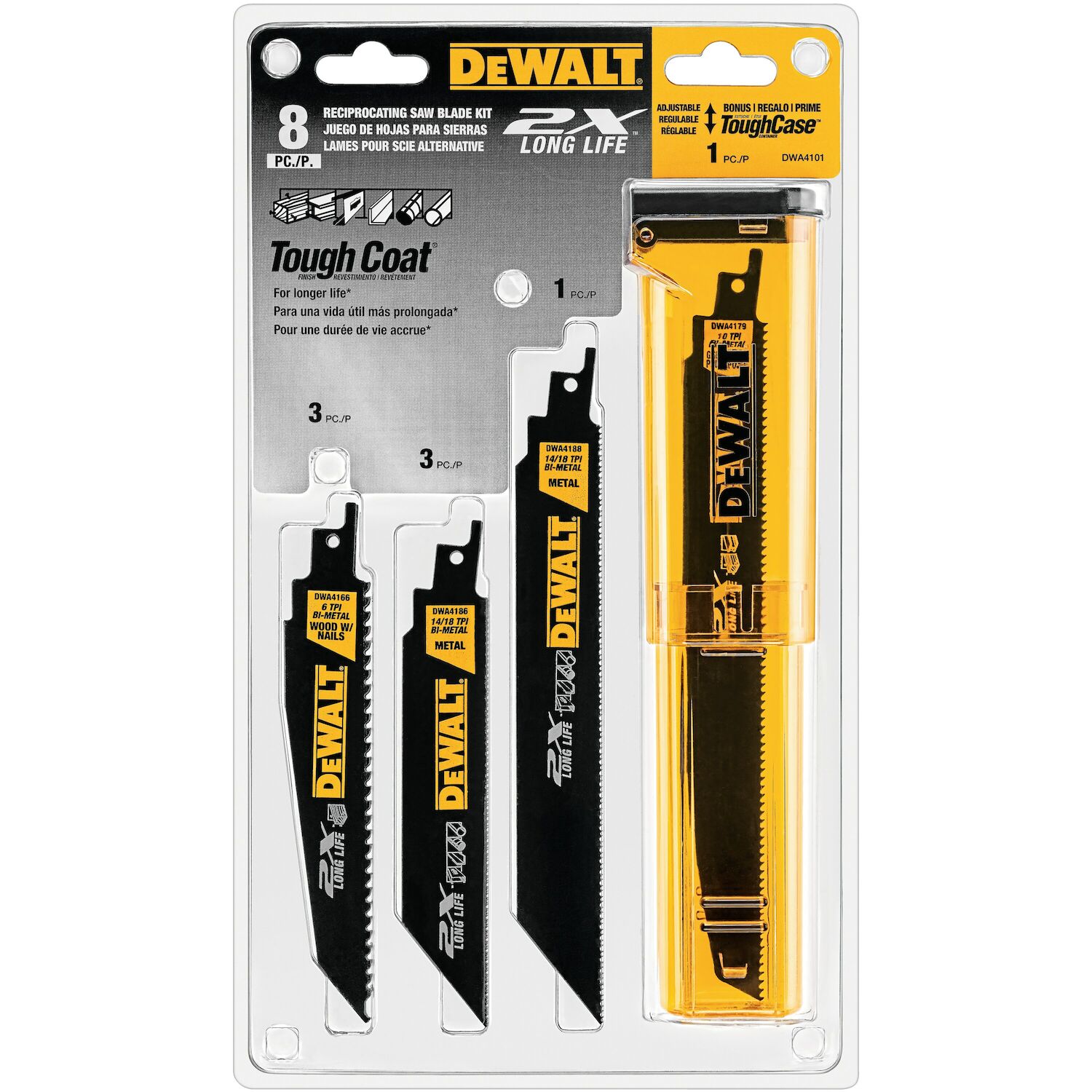 DEWALT 2X Reciprocating Saw Blade Set With ToughCase, 8-Pc