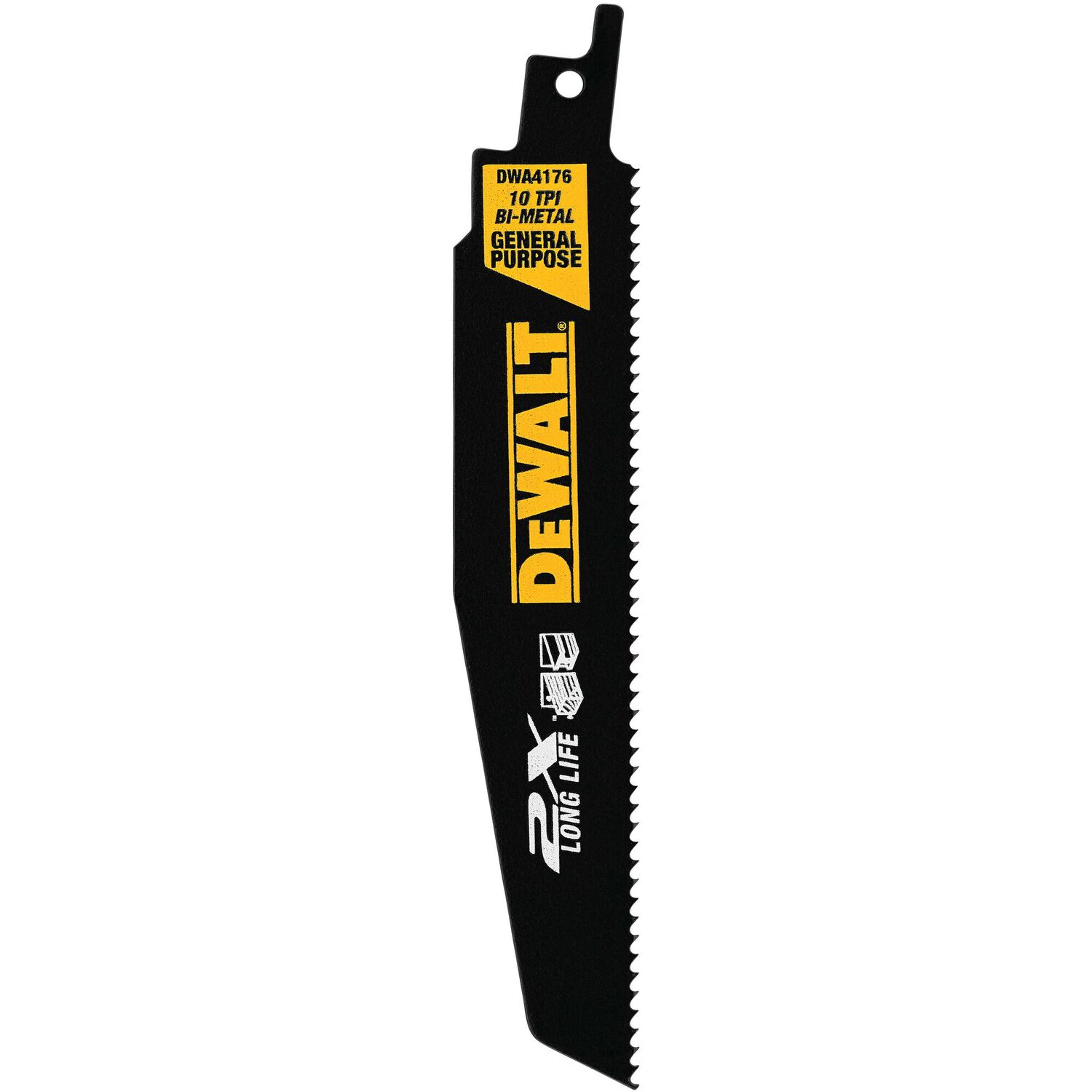 DEWALT 2X Long Life Wood & Metal Cutting Reciprocating Saw Blade, 10 TPI, 6-In, 5-Pk