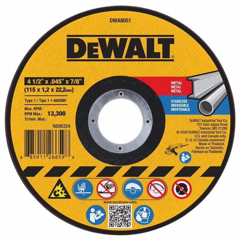 DEWALT Metal Cut-Off Wheel Type 1, 4 1/2-In x 0.045-In x 7/8-In