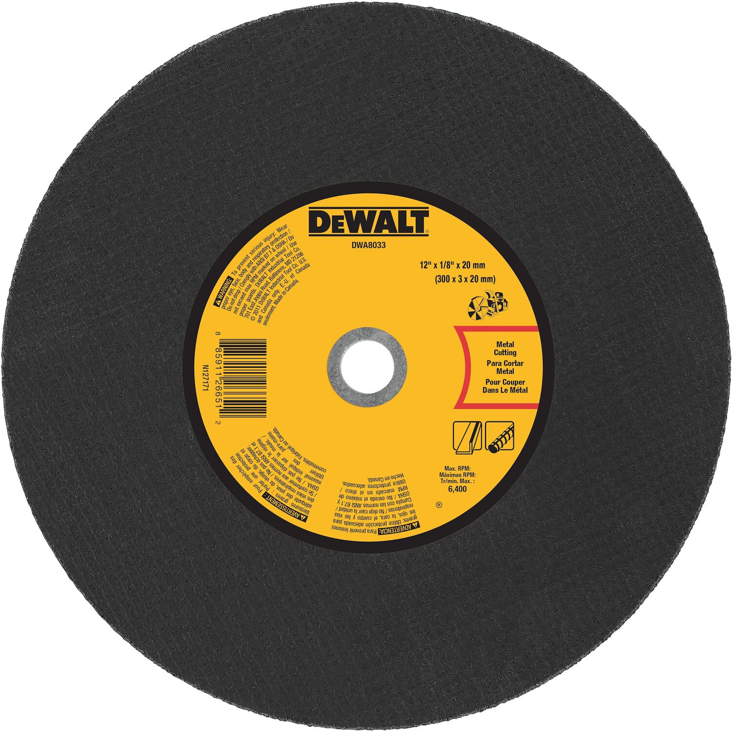 DEWALT Abrasive Metal Cut-Off Chop Saw Wheel Type 1, 14-In x 1/8-In x 1-In