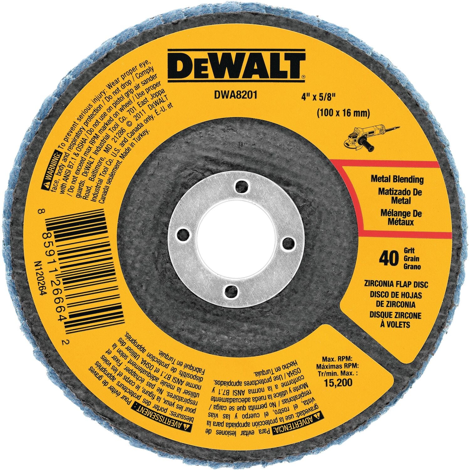 DEWALT Zirconia Flap Disc Type 29, 80-Grit, 4 1/2-In x 7/8-In