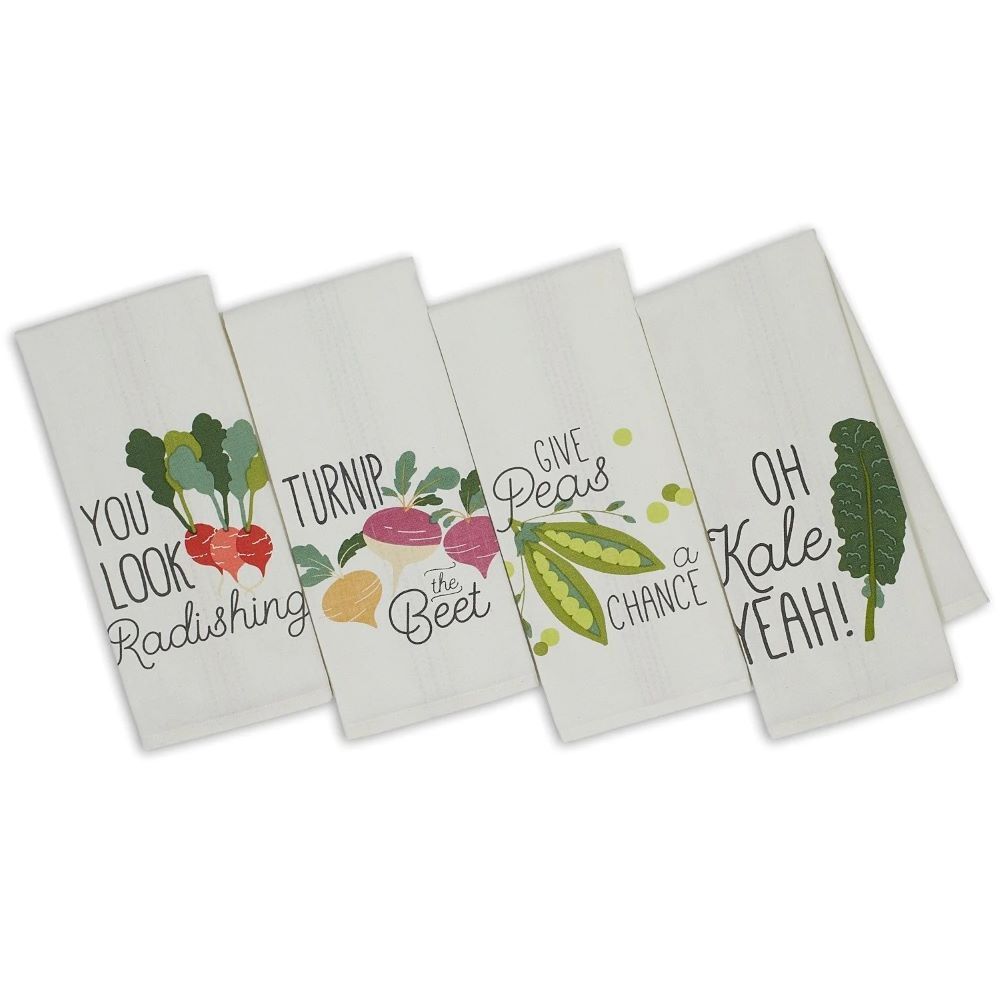 DII Design Veggie Punny Printed Dishtowels Assortment