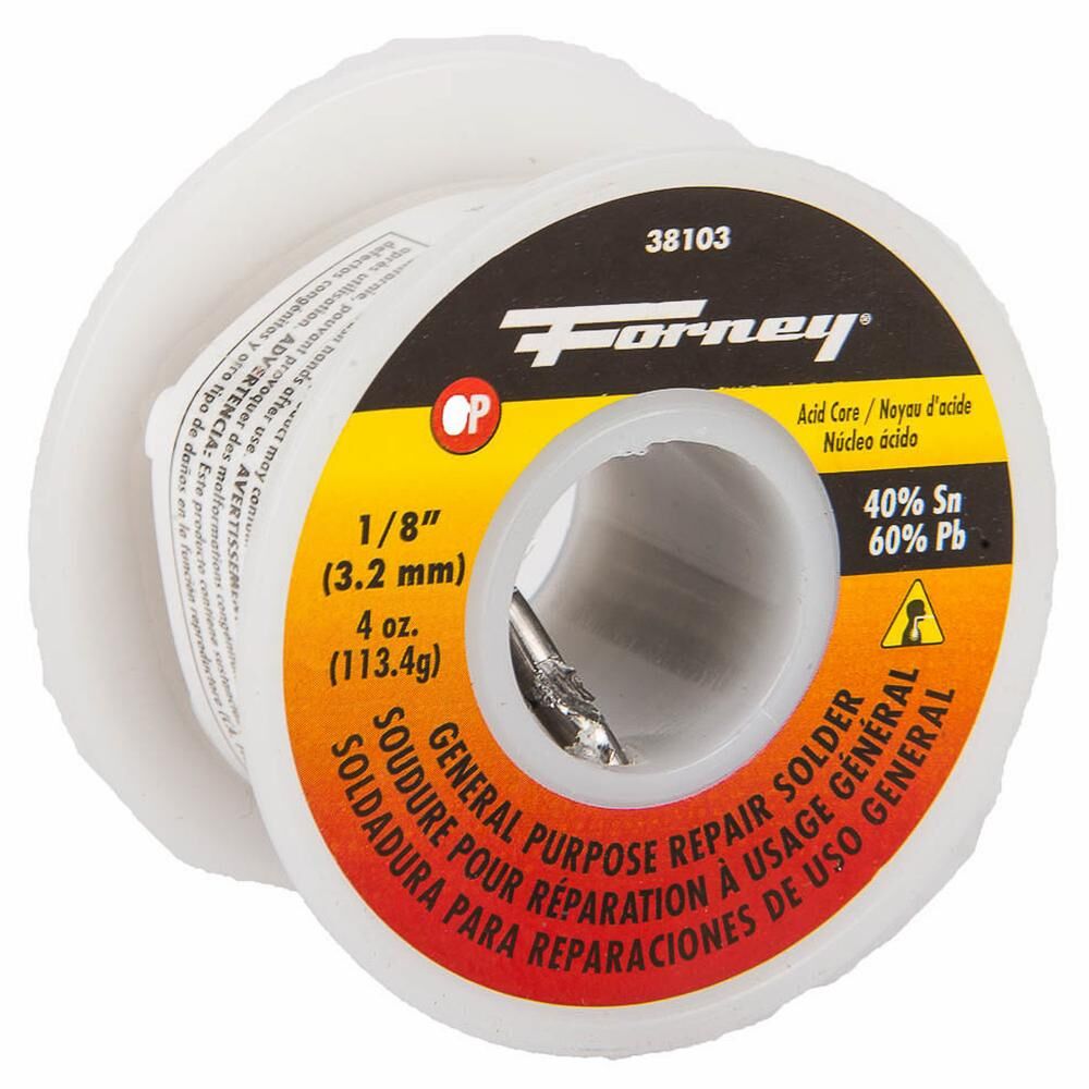 Solder, General Purpose Repair, Acid Core, 1/8", 4 Oz.