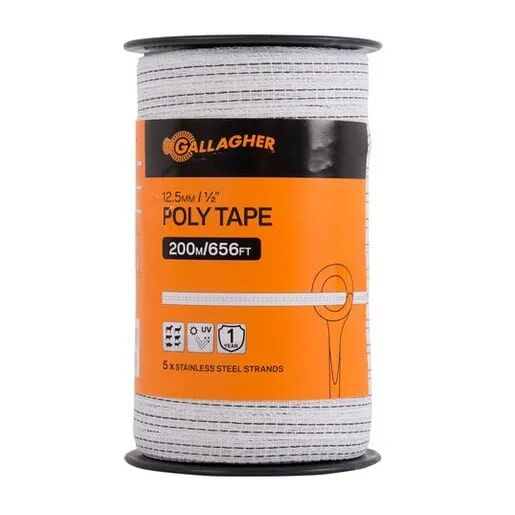 Gallagher White 1/2-In Poly Tape, 656-Ft
