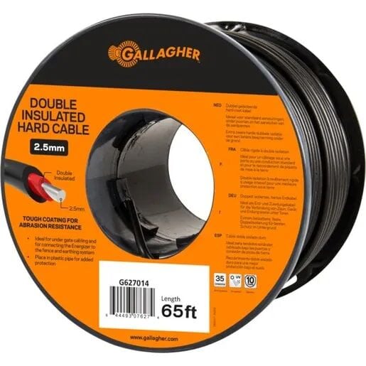Gallagher 2.5mm Double Insulated Hard Cable, 65-Ft