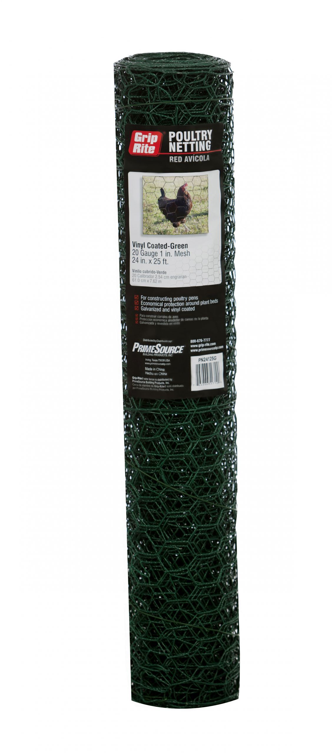 Grip Rite Vinyl Coated Green Poultry Netting, 1-In X 36-In X 25-Ft