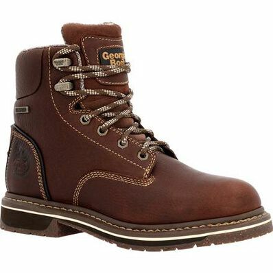 Women's AMP LT Edge Alloy Toe Waterproof Work Boot in Brown