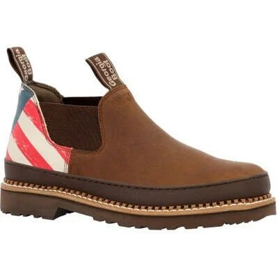 Georgia Men's Giant Patriotic Romeo Work Shoe in Brown