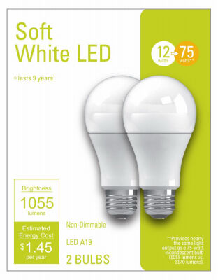 GE LED Soft White Light Bulbs, 2-Pk