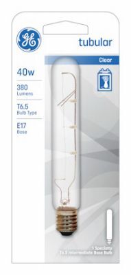 GE 40 Watt Clear Tubular Light Bulb