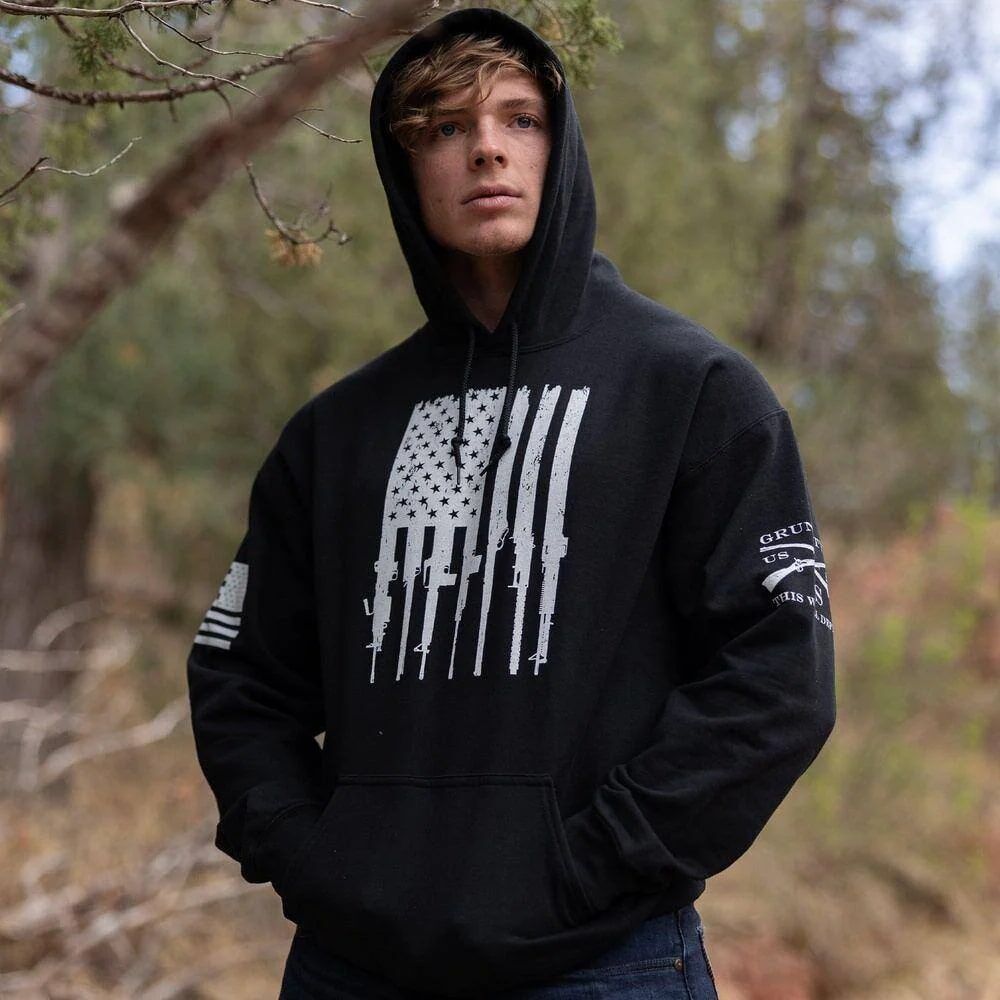 Grunt Style Men's Rifle Flag Hoodie 2.0