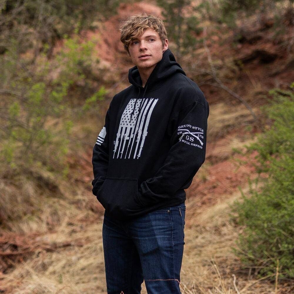 Grunt Style Men's Rifle Flag Hoodie 2.0