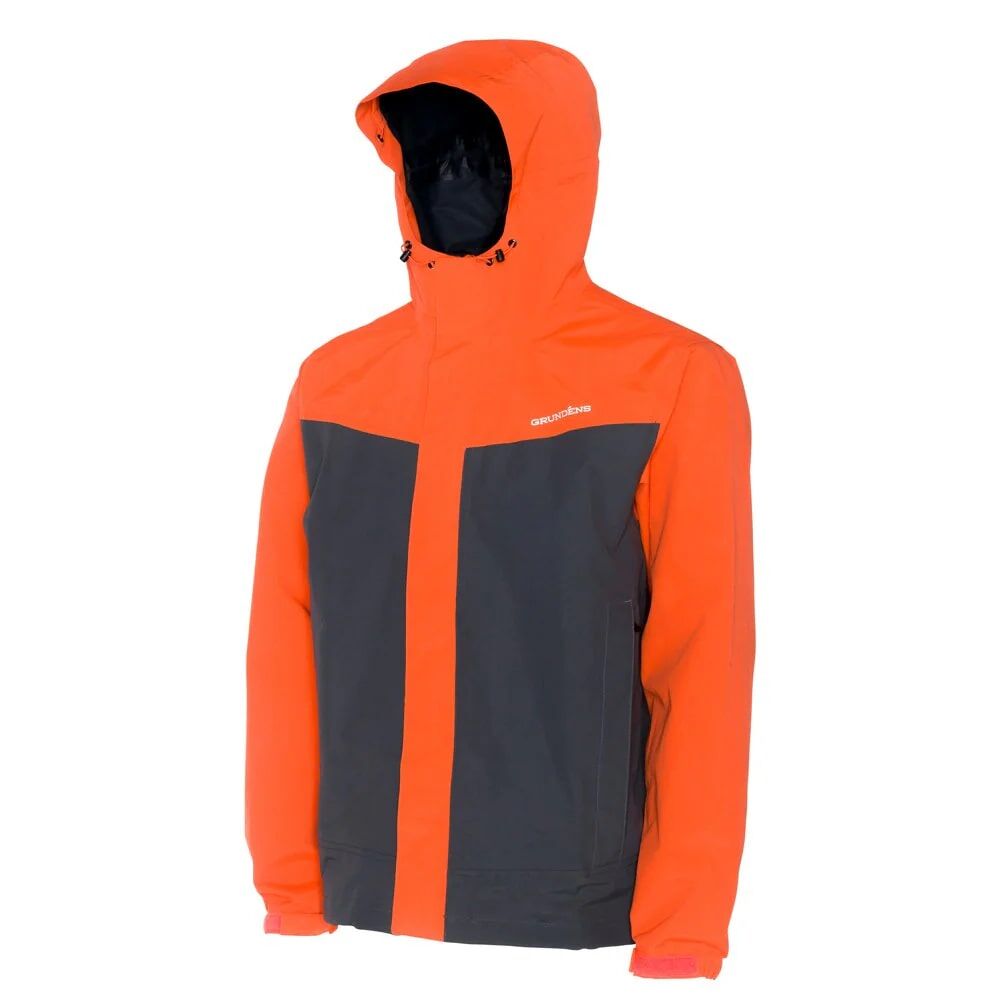 Grundens Men's Full Share Jacket in Orange/Grey