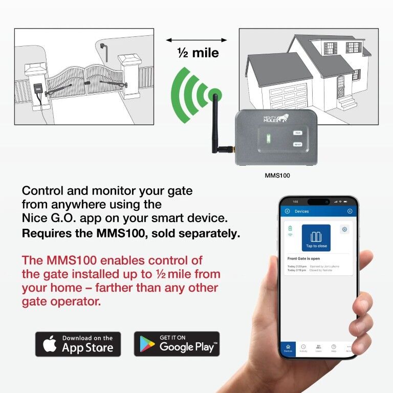 Mighty Mule 371 Smart Single Gate Opener Ranger7S Estate Kit